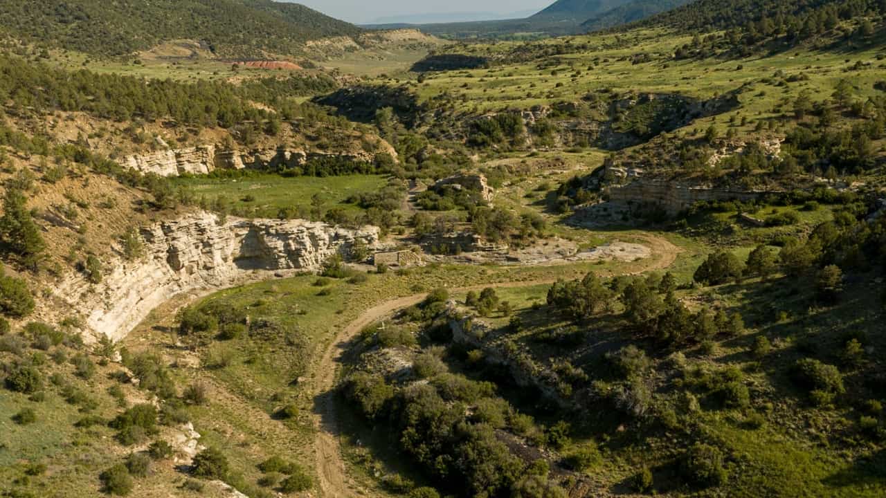 Canyon valley landscape at Dawson Elk Valley Ranch