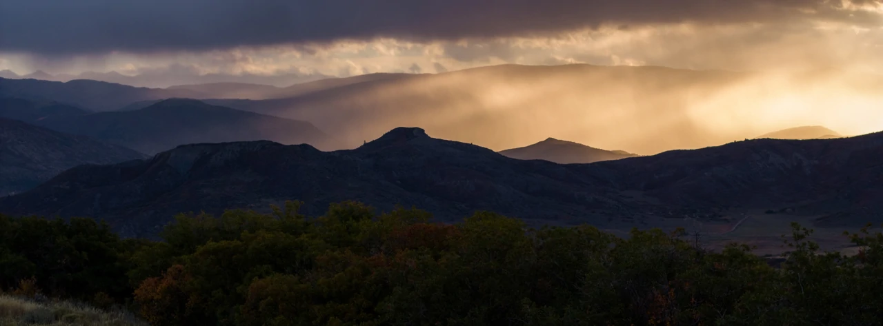 MRG sunset over mountain ridges in the West